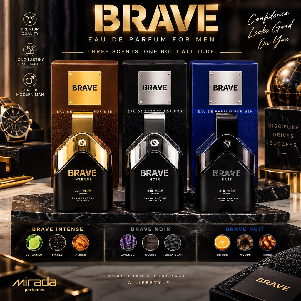 Set Brave by Mirada Intense ,Noir &nuit Eau de Parfum para Hombre