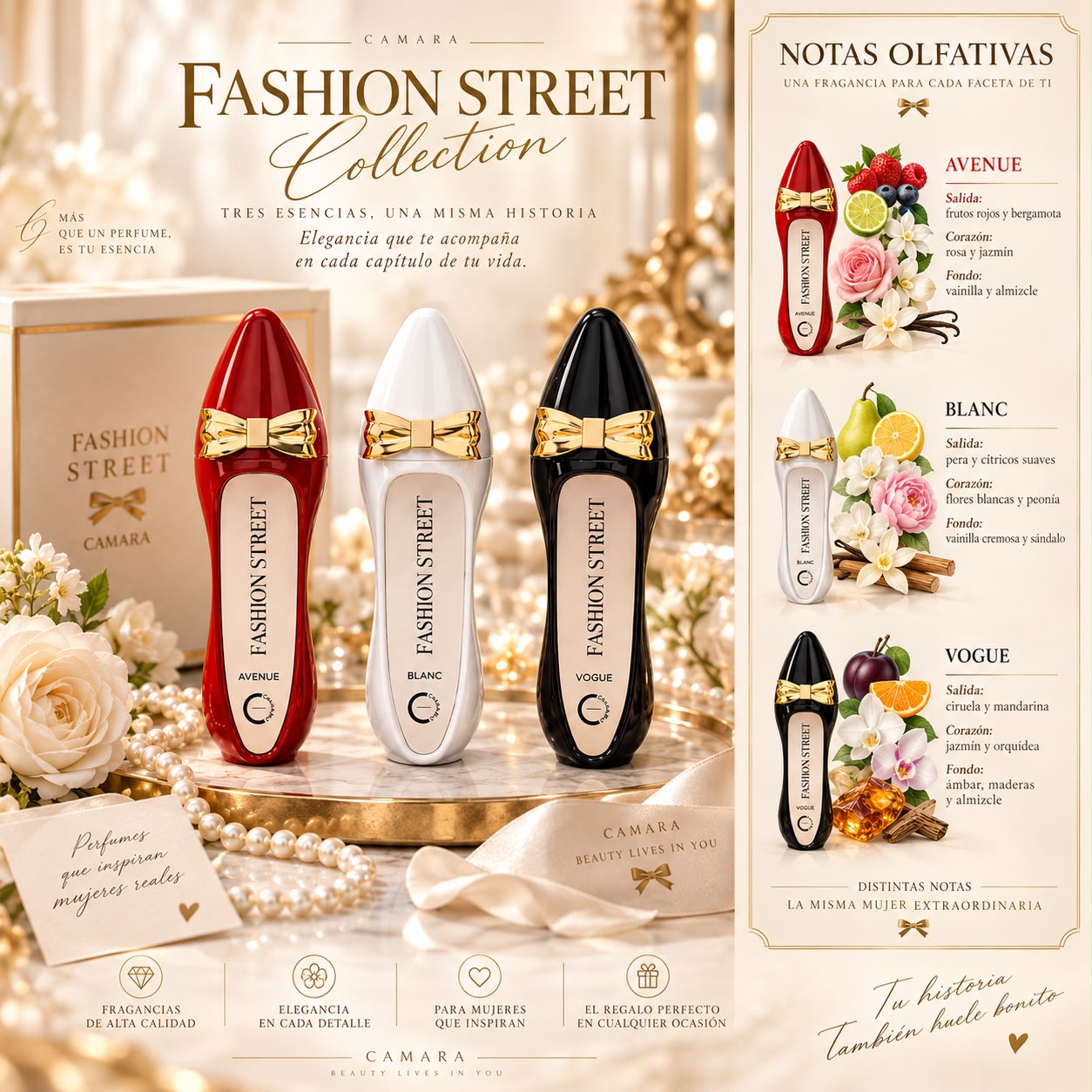 Set Fashion Street by Cámara – Avenue, Blanc & Vogue | 3 Perfumes para Muje