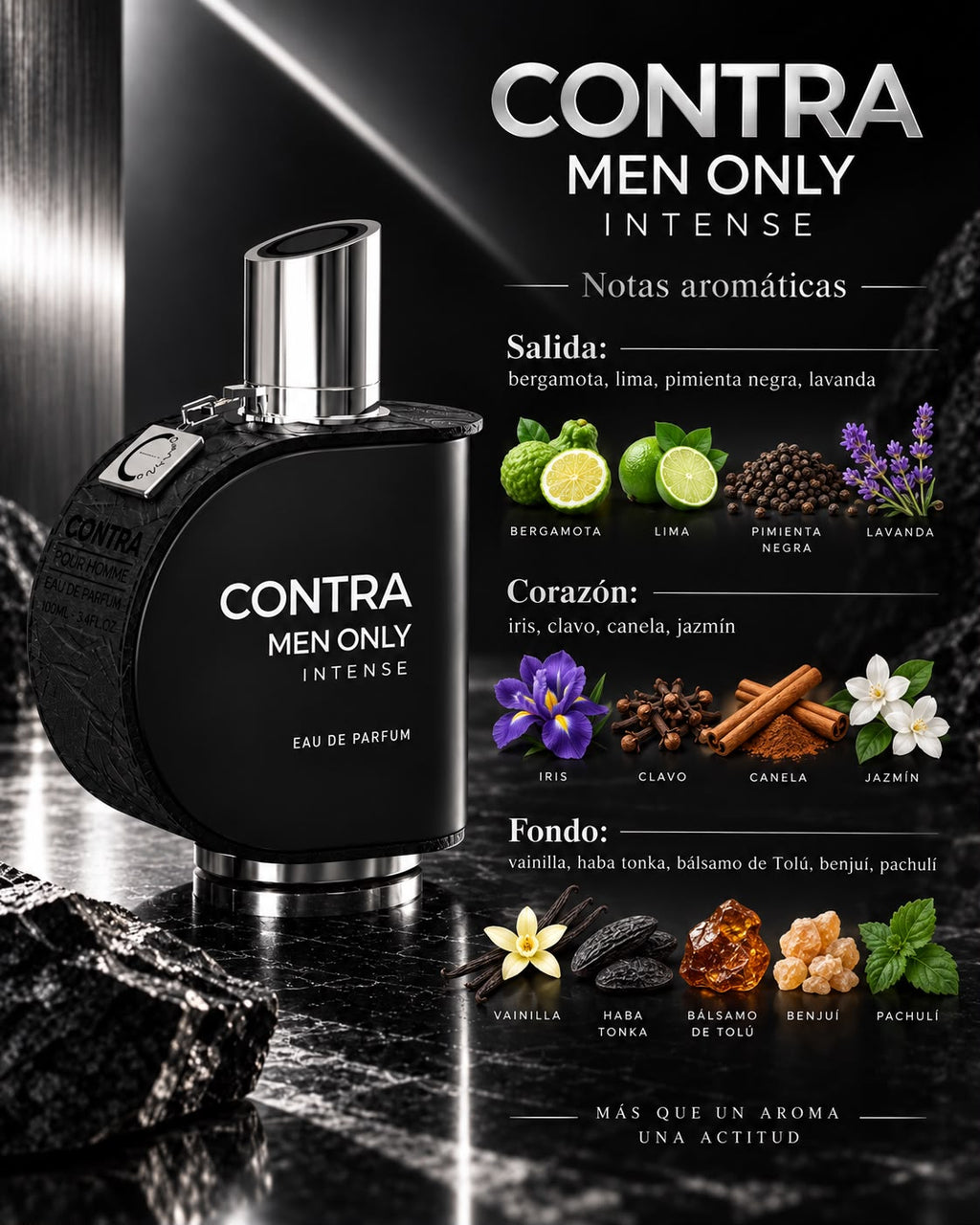 Contra Men Only Intense Eau de Parfum 100 ml – Bold Spicy & Vanilla Fragrance for Men